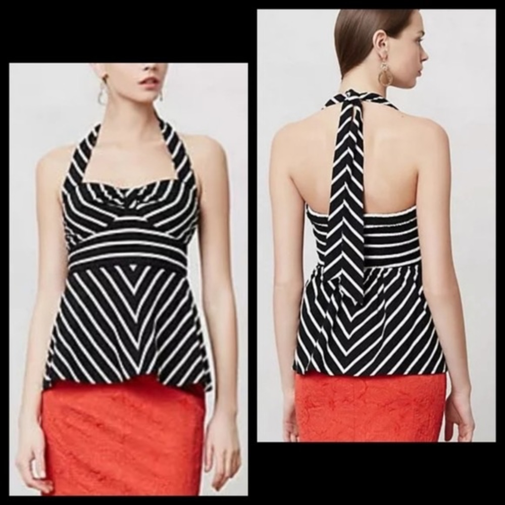 Edme & Esyllte halter stripe peplum top size 8